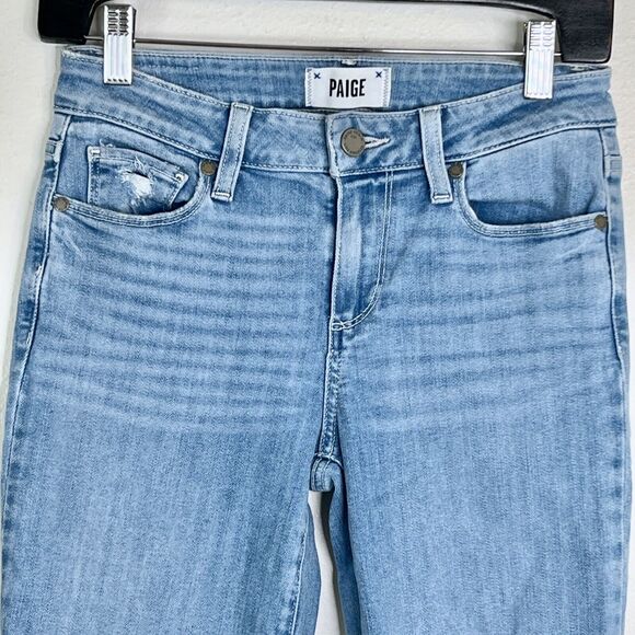 Paige Womens Skyline Ankle Peg Ricki Distressed Jeans Size 26 Light Wash Skinny - Picture 4 of 7
